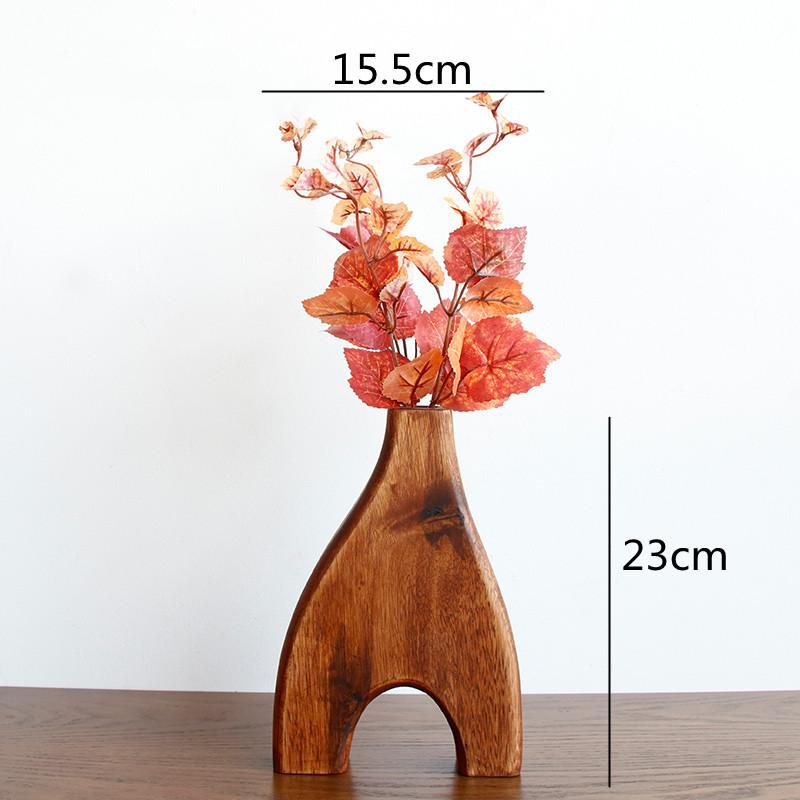 Handgefertigte Vase aus Massivholz, ausgehöhltes Glasröhrchen, Blumenarrangement, Hydrokultur, Holzvase, Topfblumen, Wohnaccessoires