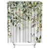 Charming Green Leaves and Butterflies Shower Curtain for Bathroom Decor Eco Friendly Waterproof Fabric with Hooks Enhances
