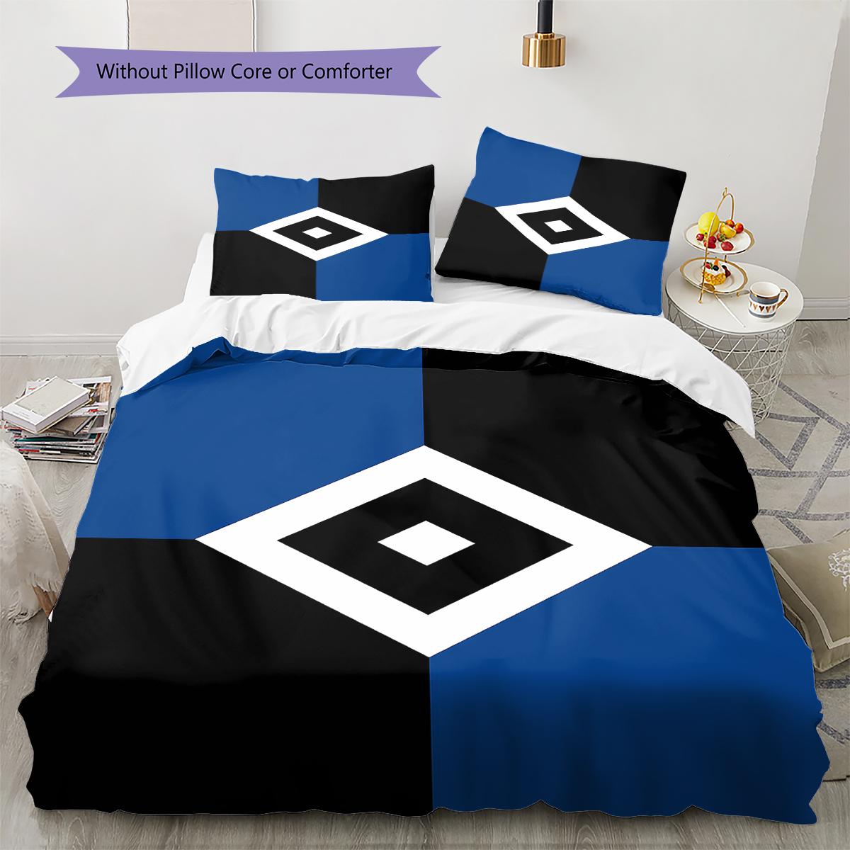 HSV Muster Bettwäsche, Steppbett Set Bettbezug Kissenbezug Zuhause Geburtstagsgeschenk (1 Bettbezug + 2 Kissenbezüge, ohne Füllung) 140x200cm