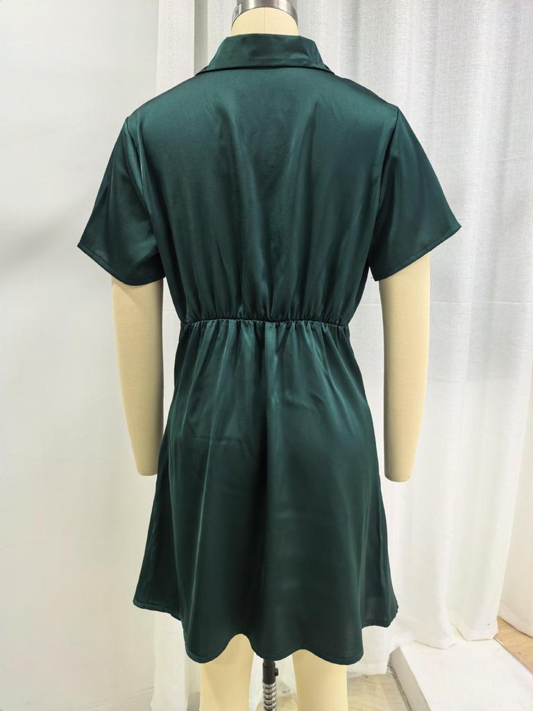 Elegant 2026 Summer Women's Short-Sleeve Mini Dress - Casual Fashion Style