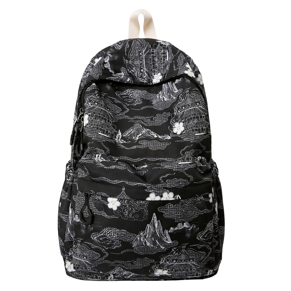 Schoolbag Fashion Landscape Printed Backpack Large Capacity National Style Ink Trend Backpack Leisure Travel Commuter Student School Bag