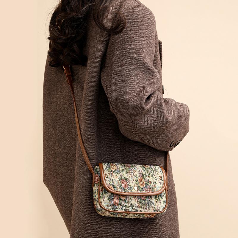 Yogodlns Hochwertige Damen Umhängetaschen Neue Retro Blumen Messenger Bags Damen Ein-Schulter Kleine Quadratische Taschen