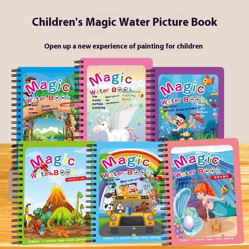 1 Libro+1 Penna Libro da Colorare Riutilizzabile Libro da Dipingere con l'Acqua Sensoriale Educazione Precoce Puzzle Giocattoli da Disegno