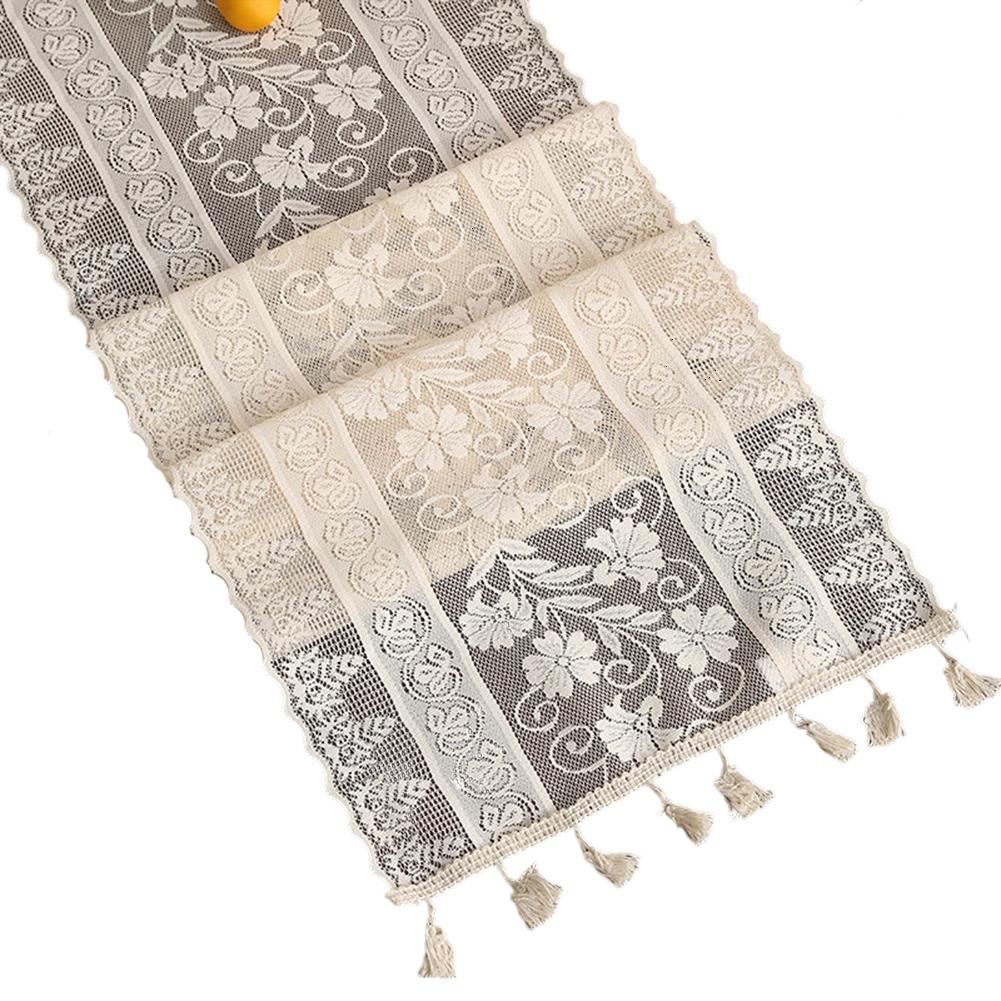 Vintage Table Runner Lace Table Cloth Sophisticated Dining 30*180cm Cotton Lace Tablecloth Design Tassel Decoration
