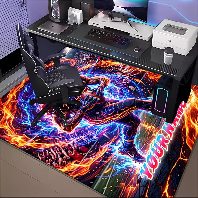 1PC Custom Name Electric Football Player Theme Floor Mat Ideal for Living Room, Game Rooms, Office, Bedroom,Floor Mat Playful Design250