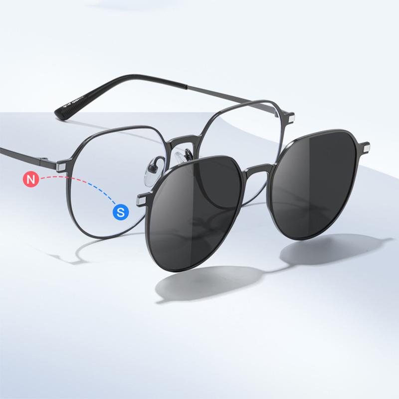 Classic Round Myopia Sunglasses Men Anti Blue Light Polarized Magnetic Clip Glasses Anti-glare Driving Shades UV400 Oculos De