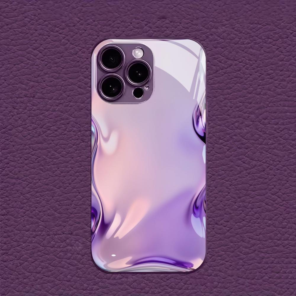 Sleek Metallic Purple Liquid for Coque Iphone for Iphone 17 Case Fashion Case Fundas Glass for iPhone 17 16 15 14 13 Pm Pro Plus