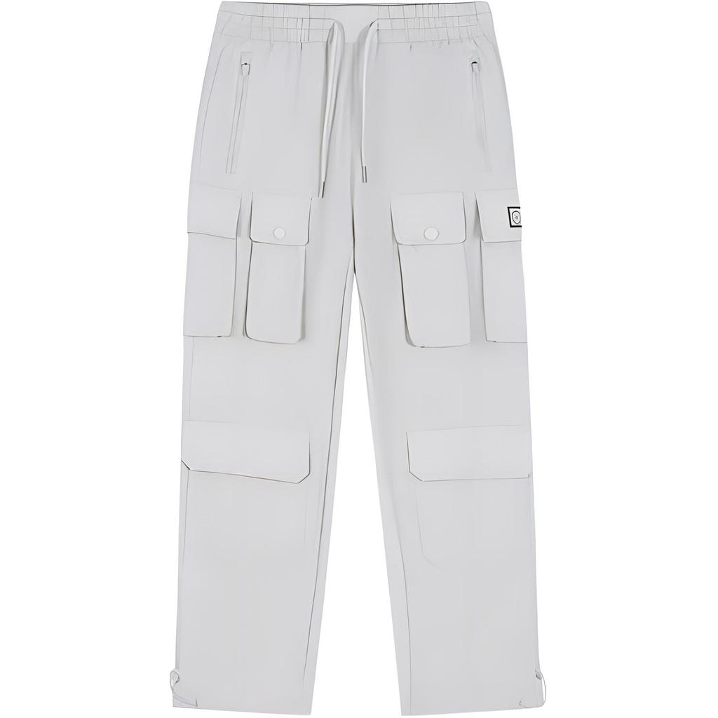 Li-Ning Sports Lifestyle Series Loose Fit Drawstring Nine-Point Breathable Casual Pants Men Pants Water-Droplet-Gray AKQU421-2