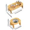 Wooden Stand Holder Raised Pet Bowl Stainless Steel Bowl Dog Feeder Dish  Small Dogs
