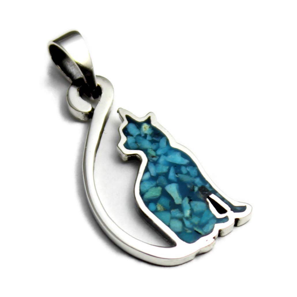 good vibrations Cat Turquoise Pendant Sterling Silver 925 Women s