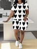 1116 new casual sports style digital printing shoulder sleeve T-shirt high waist tight shorts fashion suit women