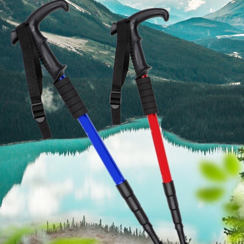 Regulable Aluminum Hiking Stick Portables Ergonomic Bents Handle Trekking Poles for Hiking and Outdoor