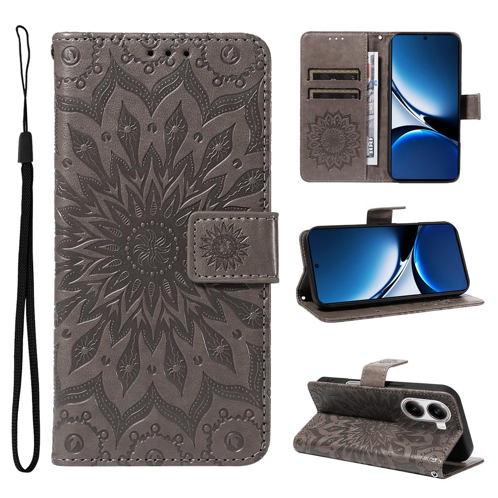 Pro Xiaomi Redmi Turbo 4 5G Pouzdro na telefon Slunečnice Vytištěné Kožené Peněženkové Stojánkové Pouzdro s Poutkem