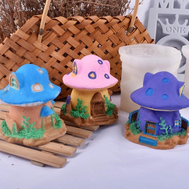 Silicone Mushroom Molds,Candle Making Mold Mushroom House Epoxy Casting Mold for Gypsum Aromatherapy Candle,Home Decor