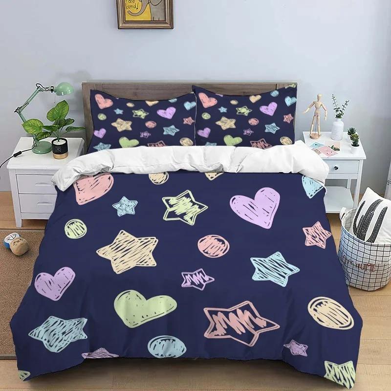Cartoon Love Hd Print Bedding SettChildren King Size Bedding SetBoyGirlS Bed Double Bed Duvet Covers Pillowcase Bedding Set
