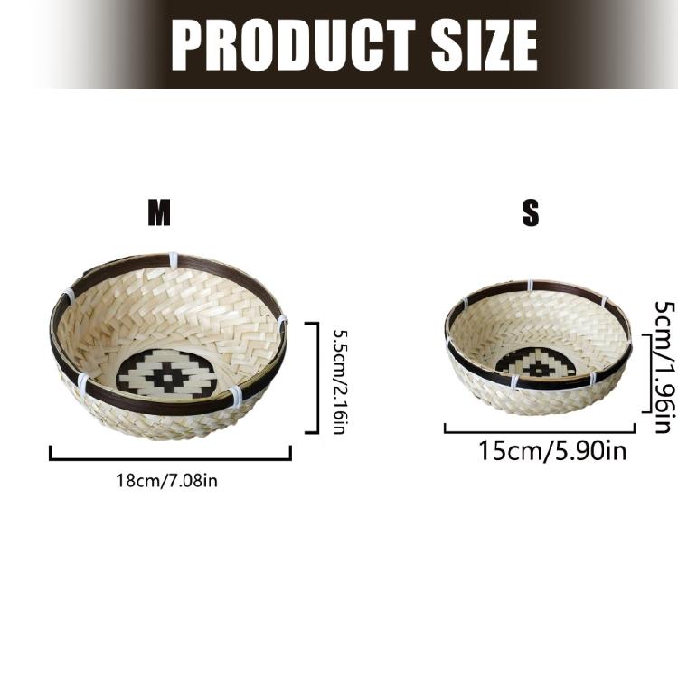 Decorative Storage Basket with Lids Round Hand Woven Basket Organizers Bin for Home Decors Small Key Basket Bowls
