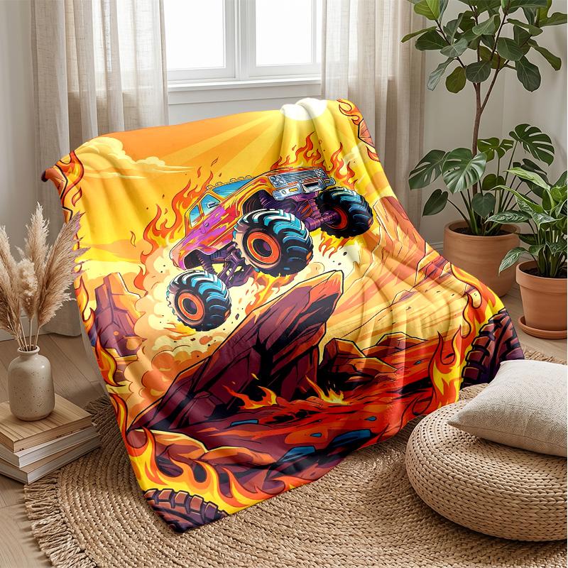 Fiery Truck Express Theme blanket Lightweight Warm Flannel Blanket Decorative Throw Blanket for Home Decoration