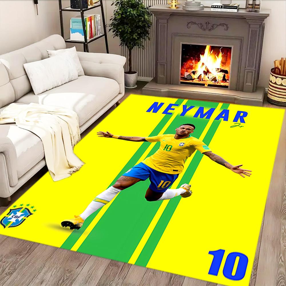 Brazilian Football Star rug for living rooms, bedrooms, home décor, and as gifts.