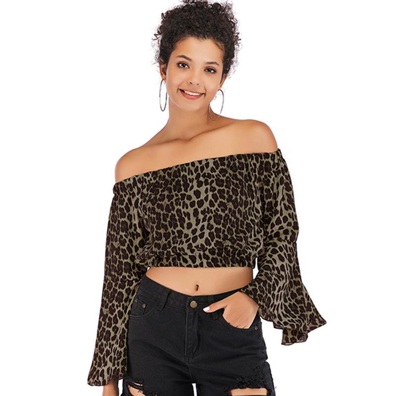 Модна та повсякденна сорочка з принтом із розкльошеними рукавами та вільним леопардовим принтом без бретелей