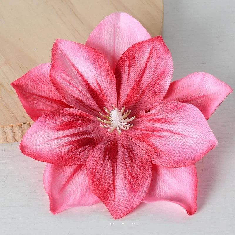 5 Pcs Artificial Flower Diy Flower Craft Artificial Lotus Flower Heads Small Realistic Clematis Blooms Diy Wedding For Home