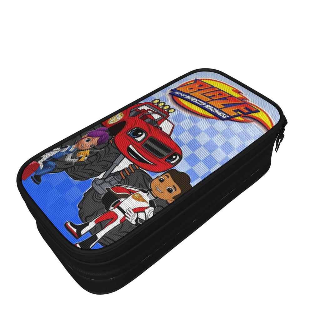 Large Pen Box Blaze and the Monster Machines Merch Double Layer Pencilcase Girl Makeup Bags Amazing Gift