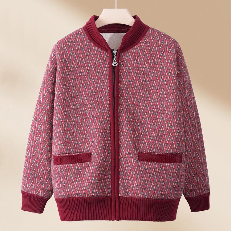 Frühlings- und Herbst-Warmmantel für ältere Menschen, Frühlingskleid für Oma und Samt-Wattierter Pullover, Wintermantel für kleine Mutter