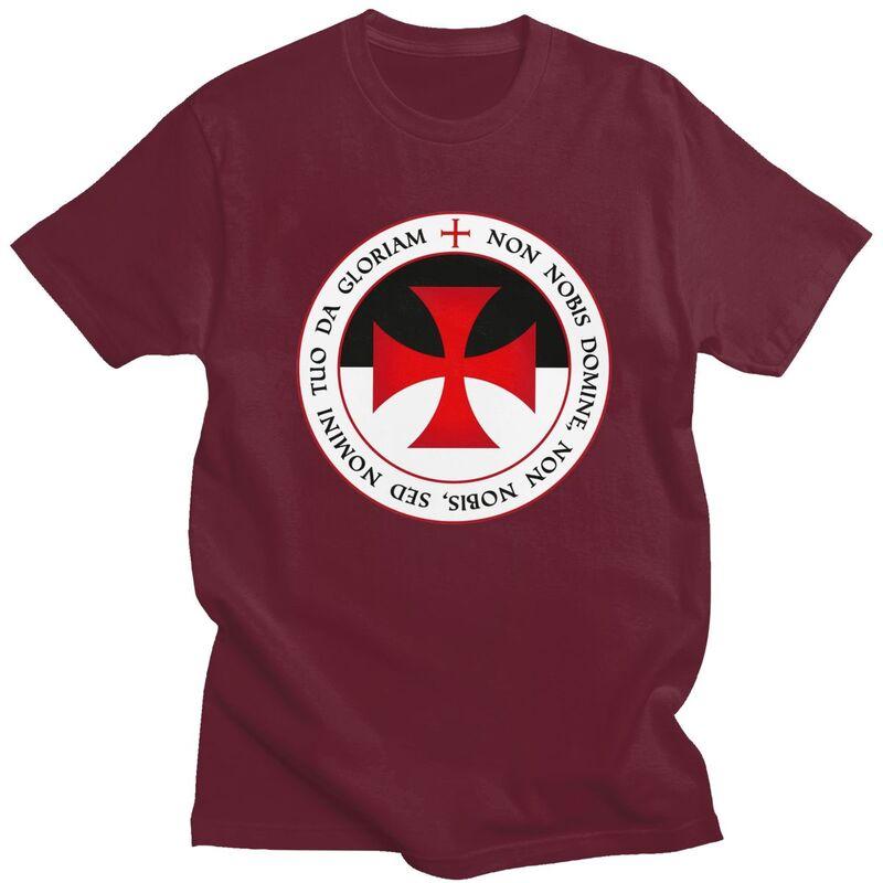 Custom Knights Templar Cross T Shirt for Men Pure Cotton Tshirt Casual Tee Short Sleeves Christian Crusader Seal Tshirt