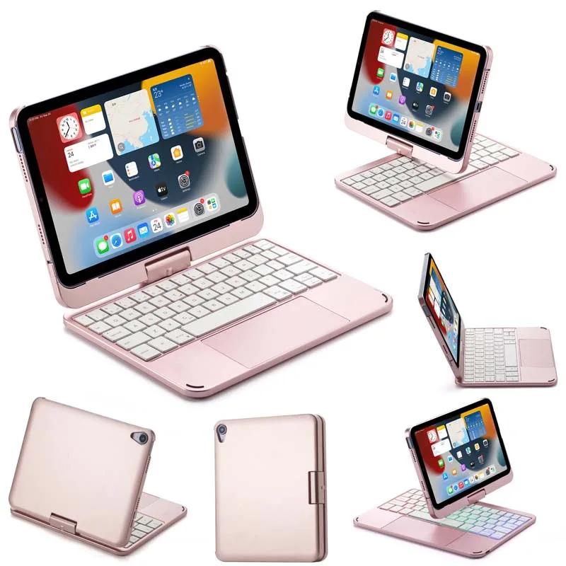 for iPad Mini 6 2021 iPad Mini 2024 Case with Bluetooth Keyboard RGB Backlight 360 Degree Rotatable Foldable Stand Cover