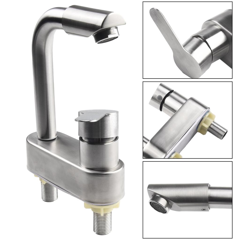 Basin Faucet Kitchen Sink Faucet 304 Stainless Steel Tap Cold And Hot Mixer Tap Deck Mounted Bathroom Washbasin Faucet