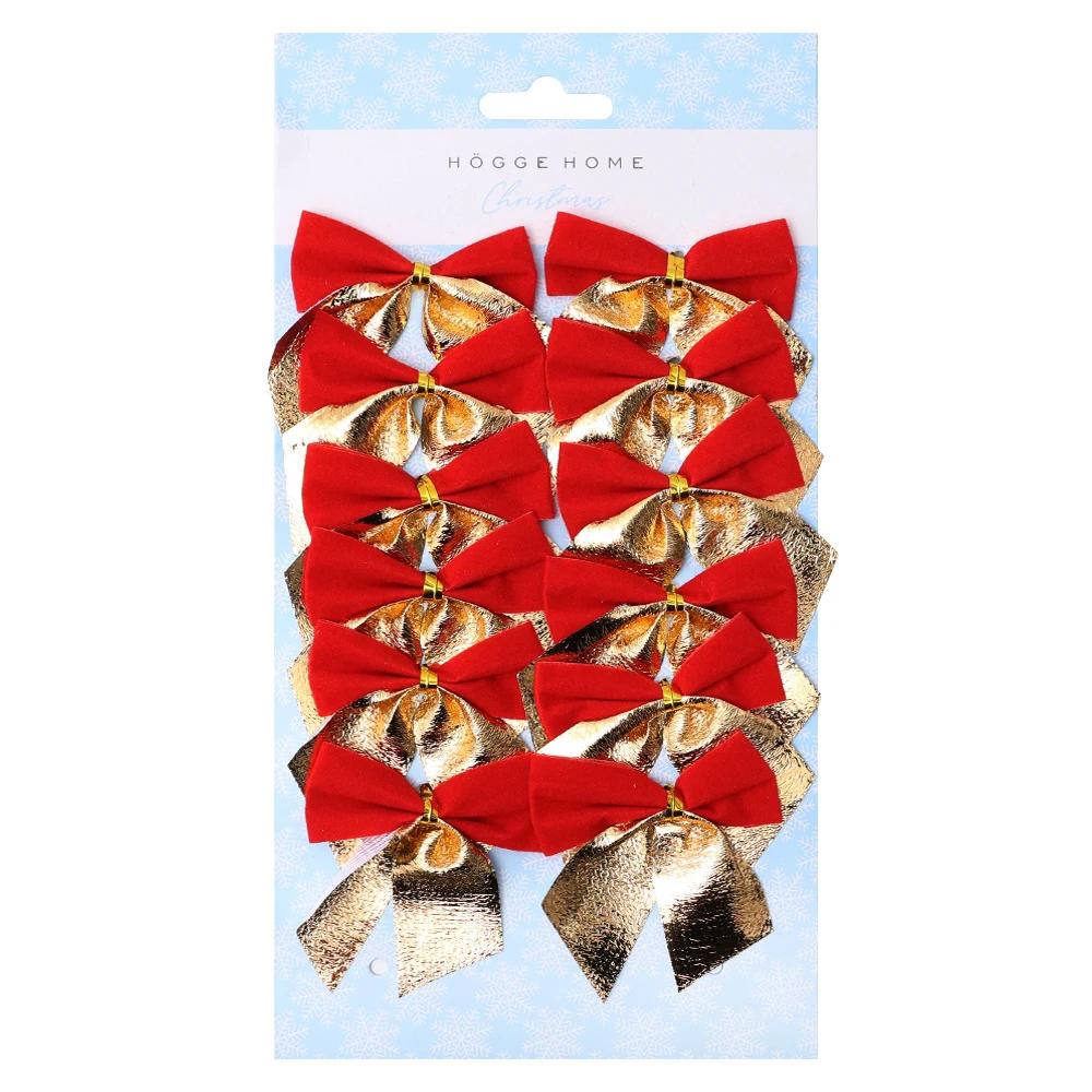 12Pcs Christmas Bow Tie Ornaments Christmas Tree Pendants Gift Bag Decoration New Year Christmas Wedding Handmade Festival Tie