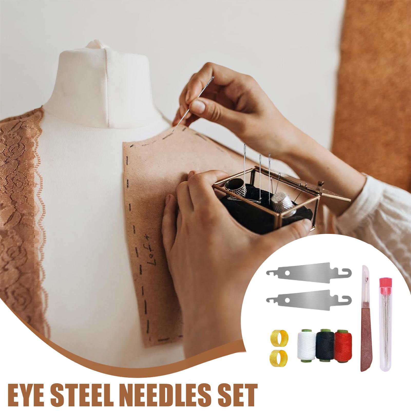 

Large-Eye Steel Needle Set Hand Sewing Steel Needles Quick Threading Rust-Proof Tool Quilting Knitting Crochet Jewelry Making CN