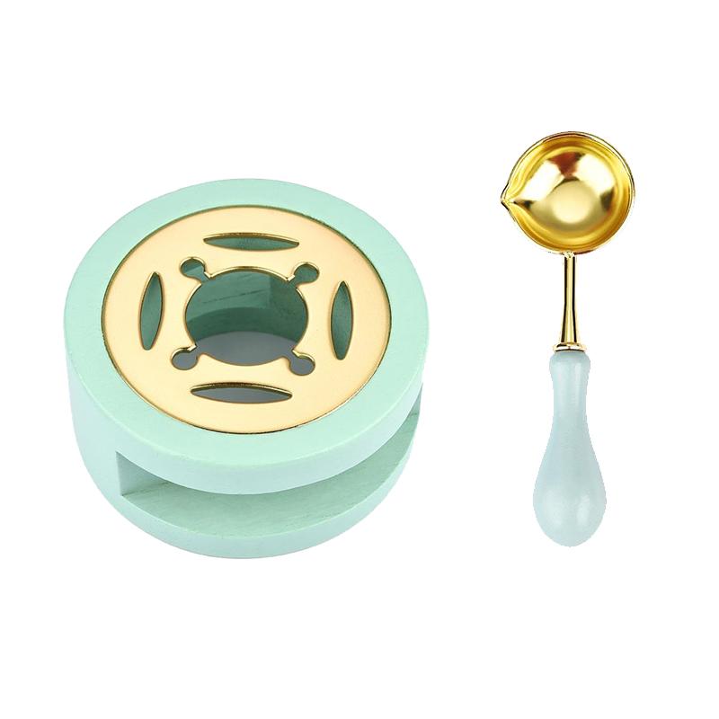 1 SET Retro Wood Handle Sealing Wax Furnace Stove Pot Wax Seal Set Sealing Wax Spoon for Sealing Craft Gift Stamp Sellos SB002