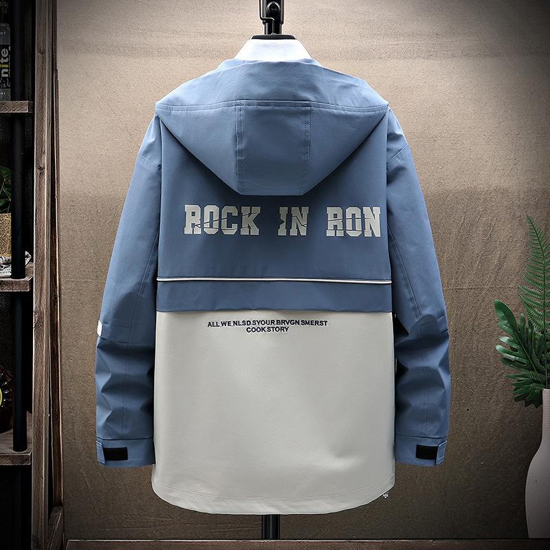 Men's Fashion Big Pockets Wear-resistant Top Sports Jacket Korean Style Tooling Casual Hooded Jacket