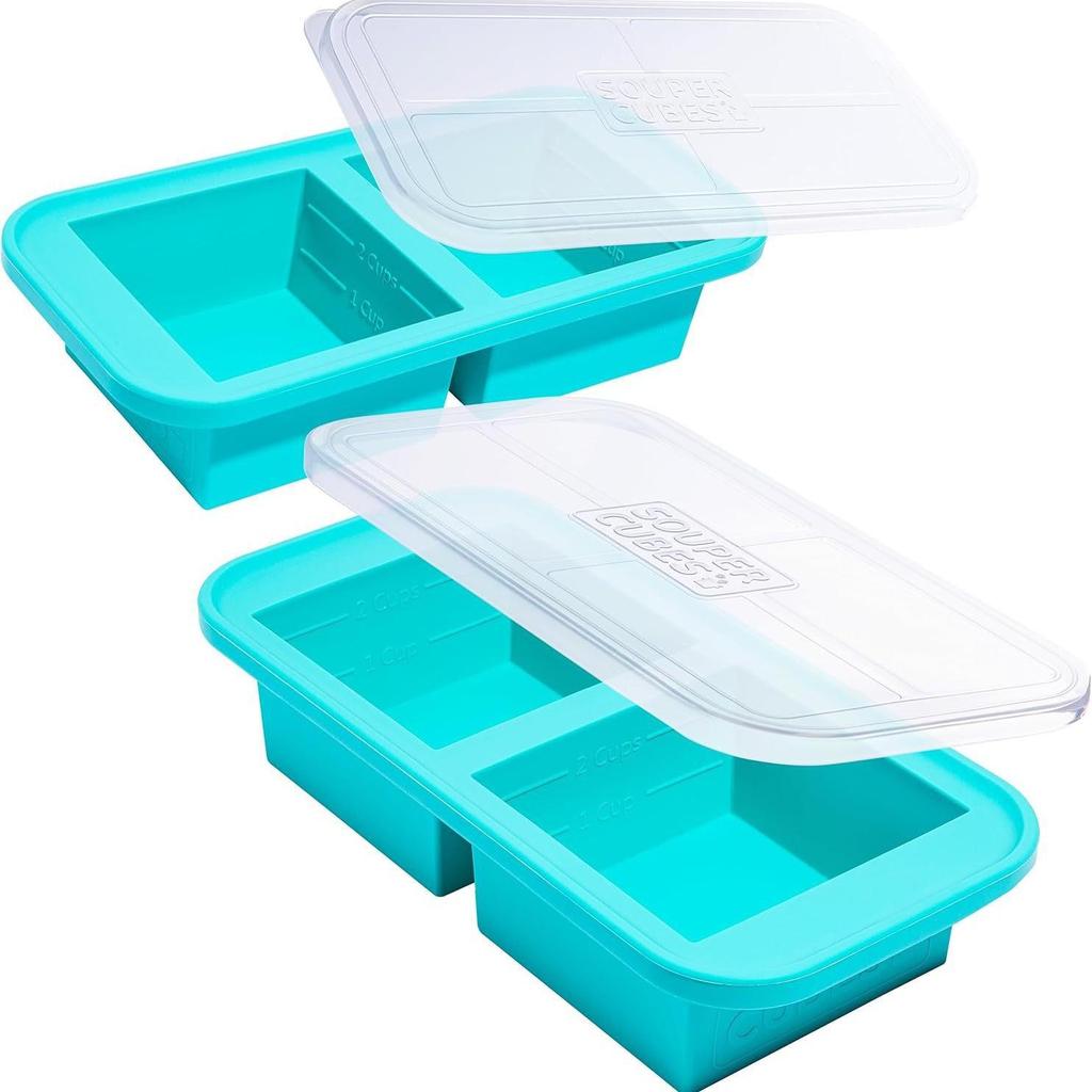 Frozen Soup & Baby Food Silicone Ice Cube Tray - 4/2 Grids, Freshness Storage Box.