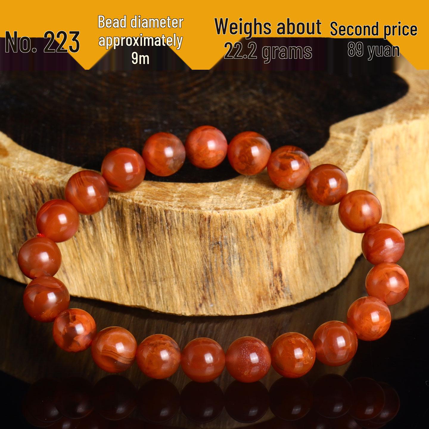 Men s and Women s Matte Natural Southern Red Agate Beaded Bracelet - Rose Flame Red, Certified Birthday Gift Jewelry.