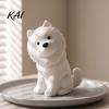 Lightweight Pet Statue Cute Sitting Samoyed Dog Figurine, 3D Printed Smiling Puppy Statue, Healing Miniature Figurine Animal Desktop Ornament for Home