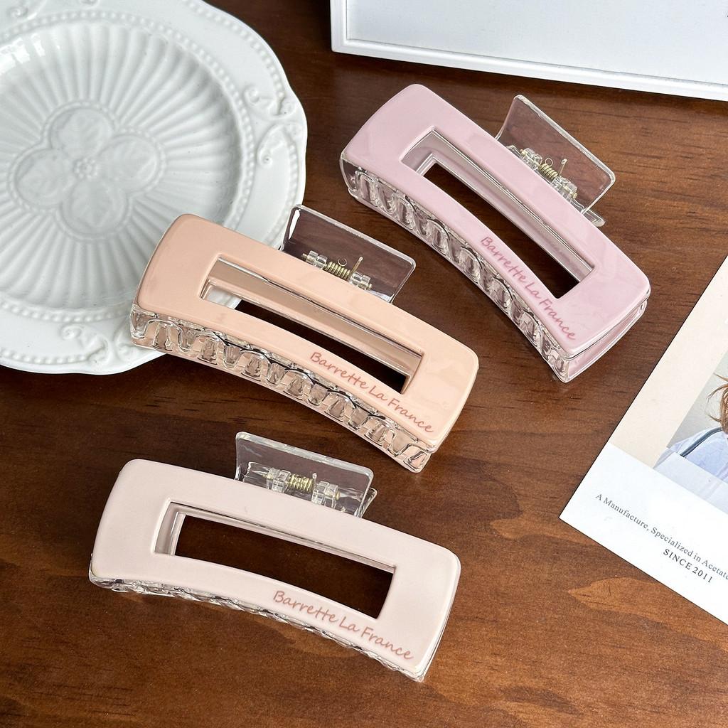 Fashionable Acrylic Square Hair Claw Clip In Milk Tea Color Perfect For Effortless Everyday Hairstyles And Trendy Office Looks