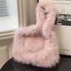 Large Capacity Plush Bag Women's Autumn New Casual Shoulder Bag Tote Bag Plush Bucket Bag