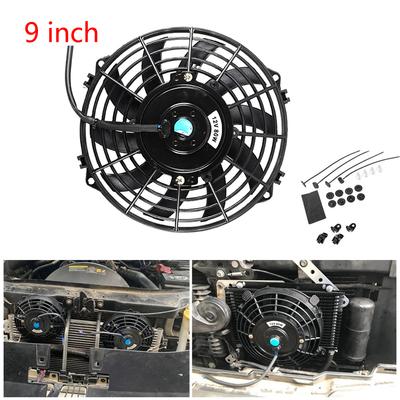 9 Zoll Universell 12V 80W Schlank Umkehrbar Schwarzes Flügelrad Elektrischer Kühlradiator Auto Lüfter Montagekit