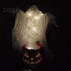 Indoor Outdoor Seasonal Props Ghost Pumpkin Yard Lamp, Halloween Resin Figurine with Warm LED Light, Small Figurines for Party Spooky Swirling