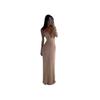 European and American V-neck Sexy Long Knitted Dress, Ring Halter Long-sleeved Sweater Skirt, In Stock.
