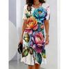 Sommer Damen 3D-Druck Kurzarmkleid Mode Vielseitig Atmungsaktiv Trend Lässig