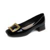 Women Shoes Fashion Pumps Designer Square Buckle Patent Leather High Heels Shoes OL Dress Shoes