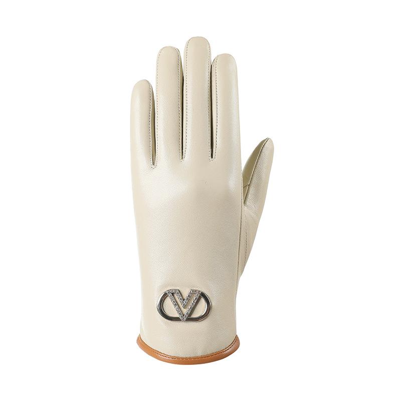 Женские перчатки из натуральной кожи с утолщенным бархатом для осени и зимы M