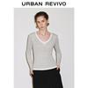 UR 2026 Women's Colorblock Faux Two-Piece Slim-Fit V-Neck T-Shirt