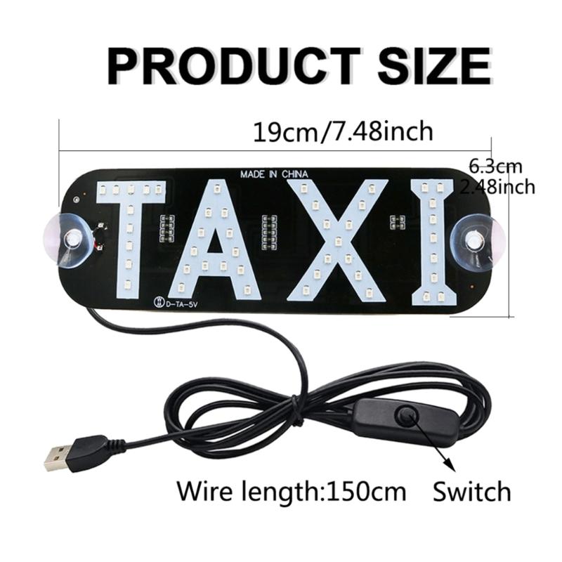 LED Sign Decor,Taxi Flashing Suction On Car Window with USB and On/Offf Switch Taxi Light Lamp Taxi Sign