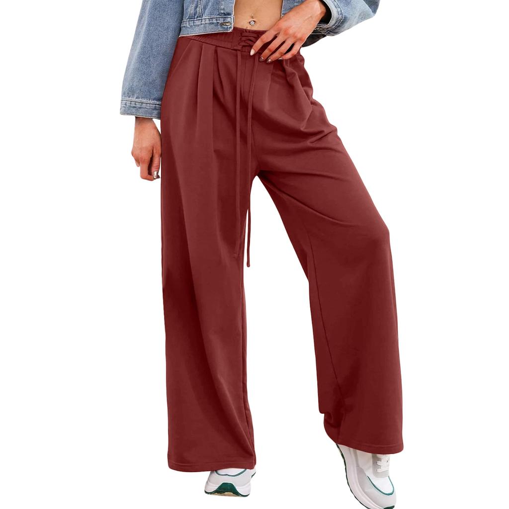 Women's Casual Relaxed-Fit Design Drawstring Waist Elastic Trousers