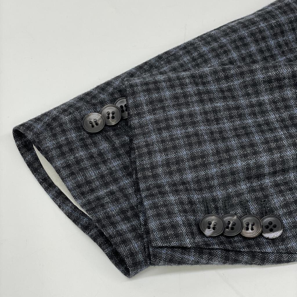 Sartorio SG1250 Blue x Gray 100% Wool Check 3B Tailored Jacket Jacket 46 Blue Gray CheckUsed