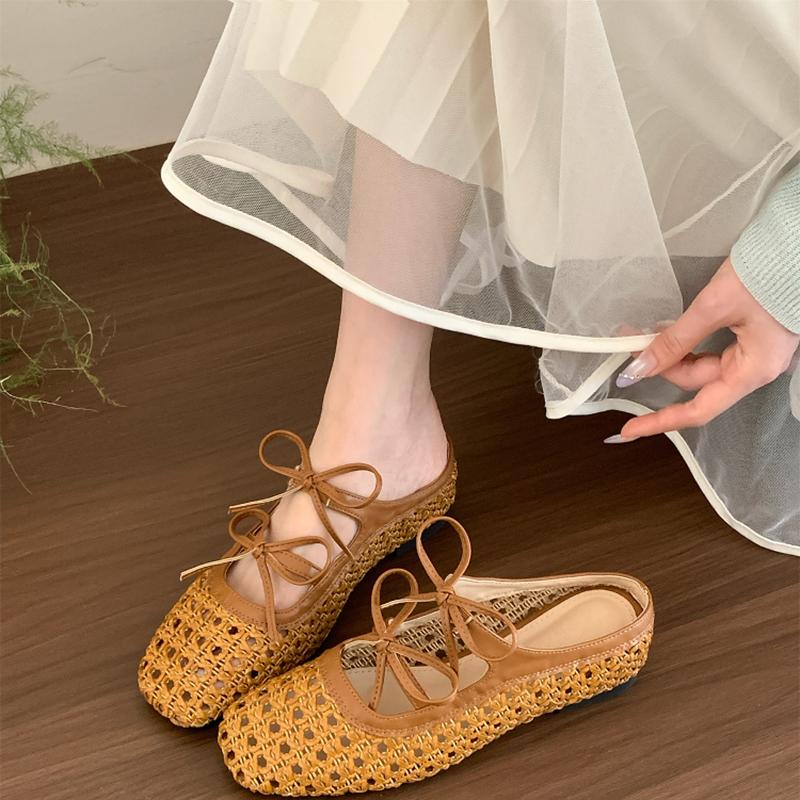 Sommer Überzehen-Web Damen Hausschuhe Elegant Bequem Slipper Slingback Mules Pantoletten Schuhe