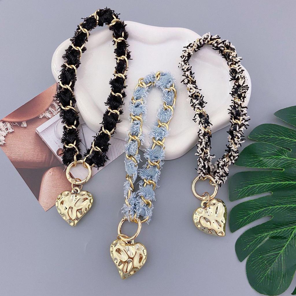 Trendigt Denimmönstrat Kedjearmband med Hänge för Telefoner & Väskor